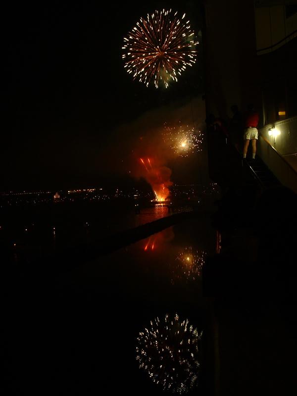 The fireworks on July 4th, over the Queen Mary