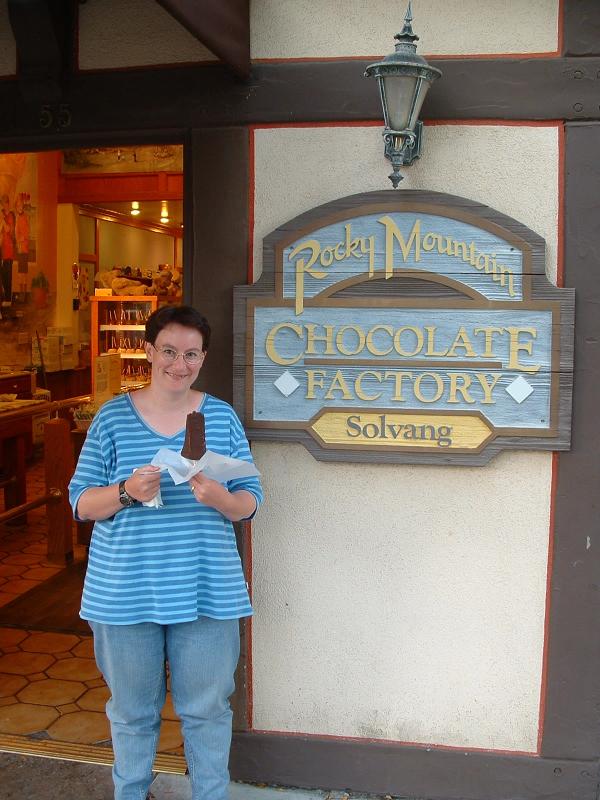 Jo with a frozen, chocolate-dipped slice of cheesecake - Yum ...