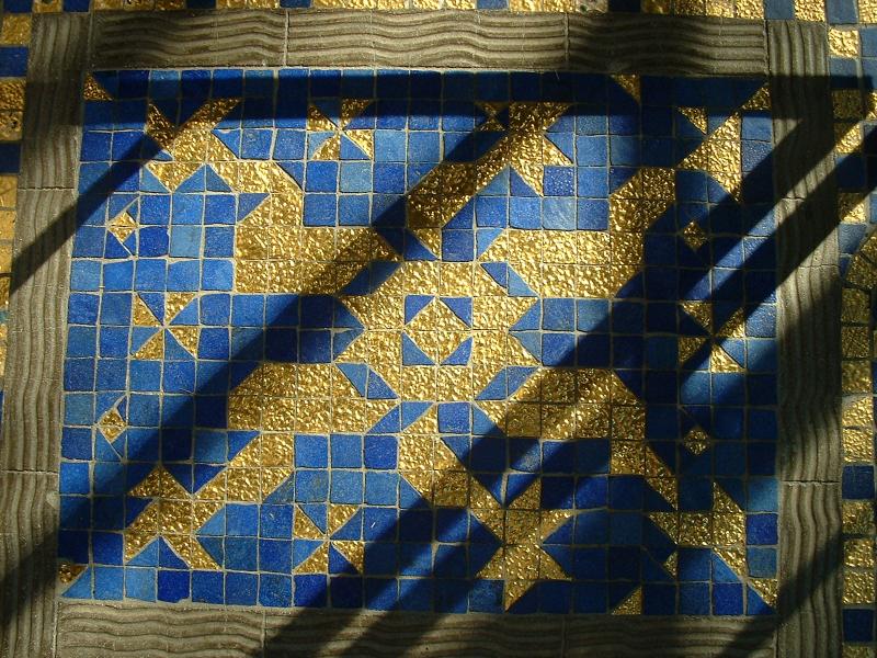 Gold leaf on the floor in the Roman Pool.
