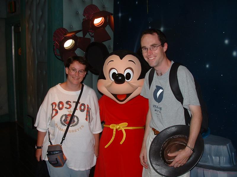 Mickey hugs Rob and Jo.
