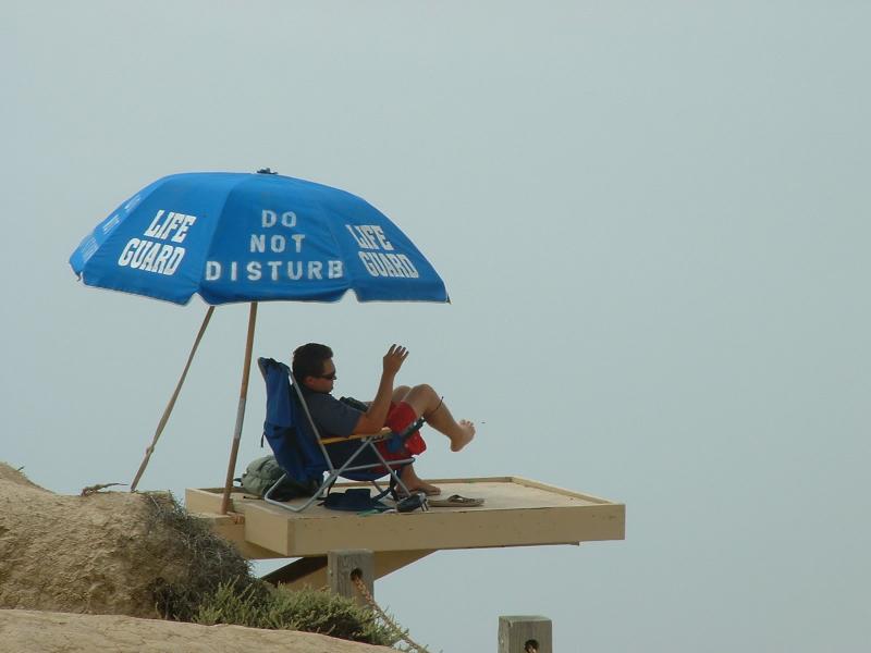 A lifegard overseeing Black Beach, from Torrey Pines Glider Port, La Jolla