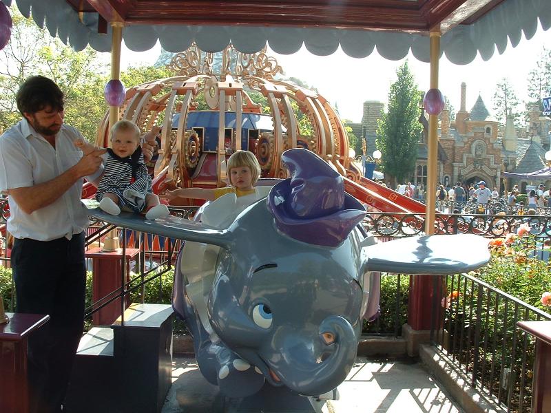 Ken, Helen & Jenny on Dumbo, Disneyland