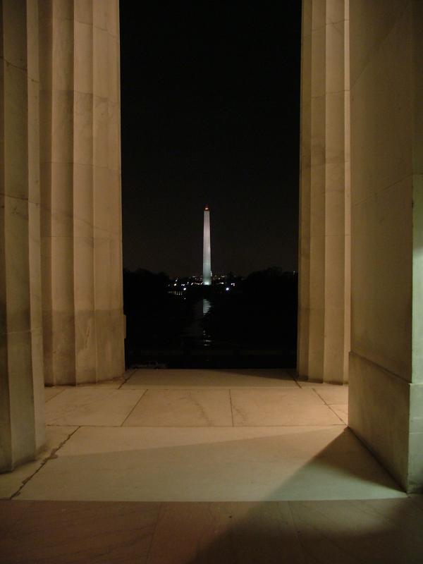 The Washington Memorial from the Lincoln Memorial, Washington DC