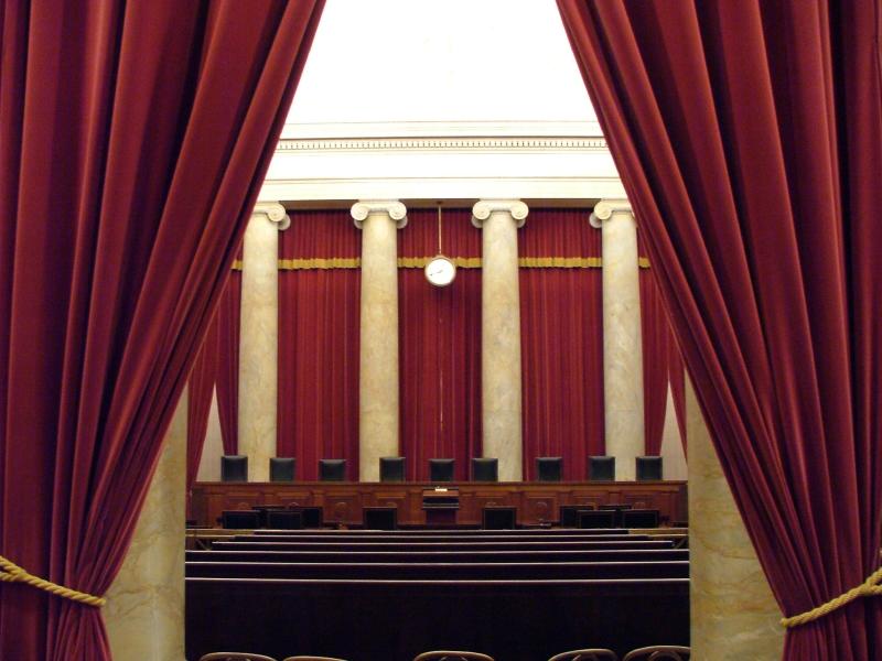 Supreme Court through the curtains, Washington DC
