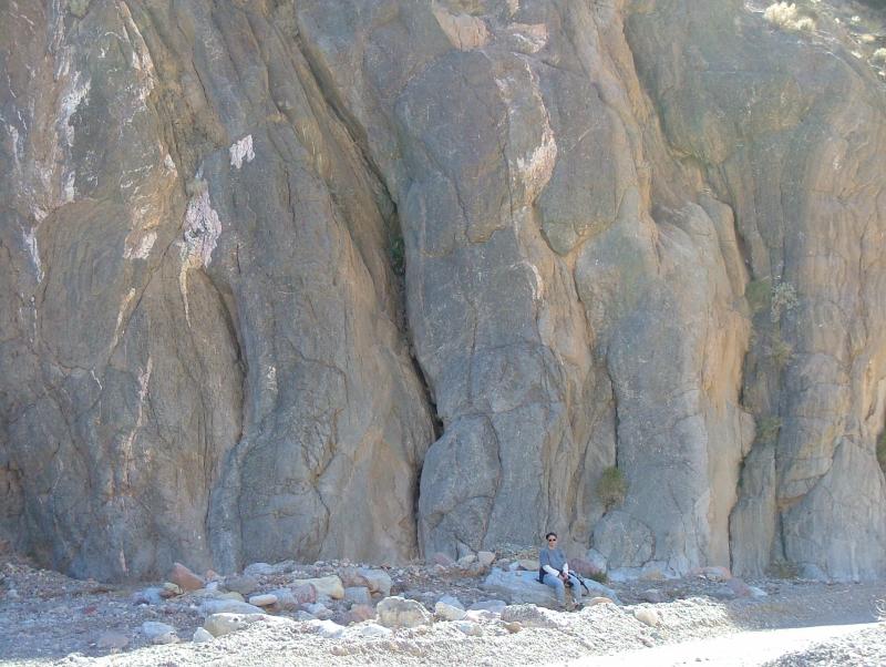 Jo taking a rest after walking 2 miles up Titus Canyon, Death Valley National Park