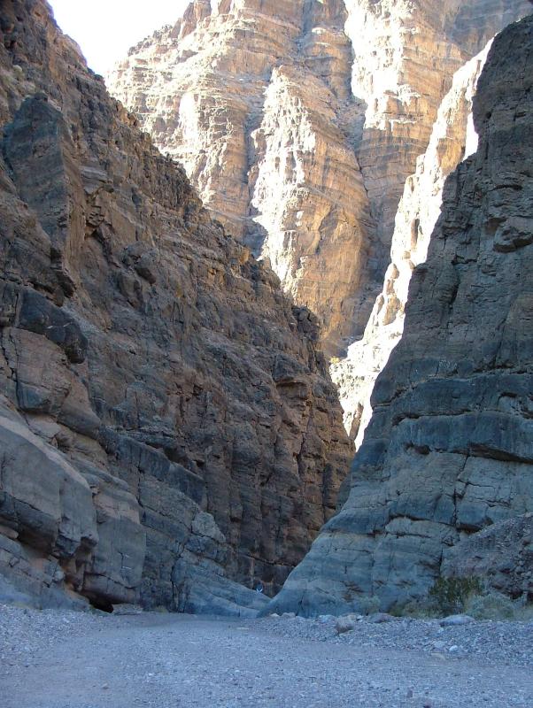 Jo 'hiding' behind some rocks in Titus Canyon, Death Valley National Park