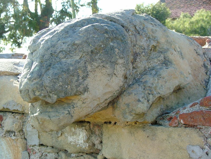 Lions Head spout on lavanderia build by The Chumash Indians, Mission Santa Barbara, Santa Barbara, California