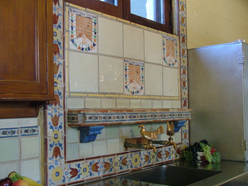 Ornate tap fixtures, The Kitchen, Casa Grande, Hearst Castle, San Simeon, California