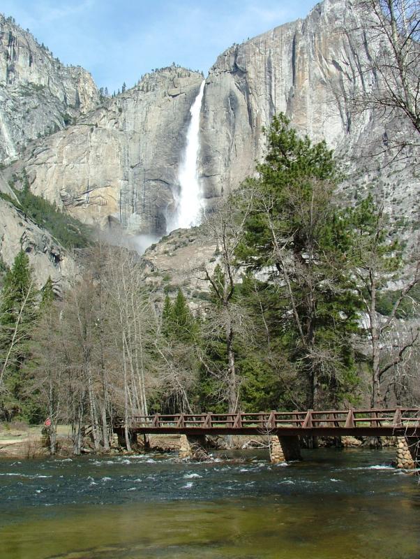 Bridge, Merced River and Yosemite Falls, Yosemite National Park, California