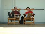 Thankfully, we weren't on the Titanic!  Deck chairs on The Queen Mary.