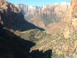 Looking down on the road after the tunnel, Zion Canyon.