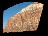 Zion Canyon, through a window in the tunnel.