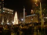 People dispersing after the lighting of the Macy's Christmas Tree in Union Square, San Francisco