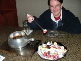 Jo and chocolate fondue at The Melting Pot, Washington DC Jo and chocolate fondue at The Melting Pot, Washington DC