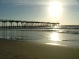 Sun hitting the Redondo Beach pier, California