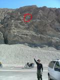 Rob poins to the sign Sea Level 282 feet above him, Badwater, Death Valley National Park