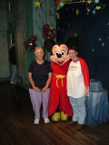 Jo and her Mum meet Mickey in Disneyland, California