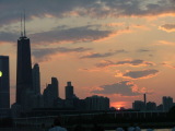 Sunset over Chicago city from Navy Pier, Chicago