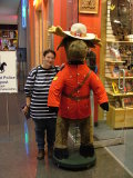 Jo with moose outside the RCMP Store, West Edmonton Mall, Edmonton, Alberta, Canada