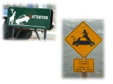 Some of the signs on the Icefields Parkway, Jasper to Banff, Alberta, Canada
